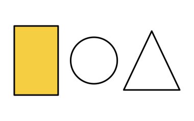 Küp, Küre ve Piramidin basit çizgi çizim simgesi, Vektör İllüstrasyonu