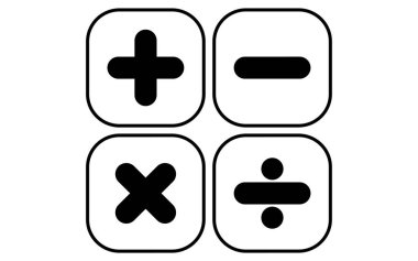 Aritmetik kuadratik işlemlerin basit çizgi çizimi simgesi, Vektör İllüstrasyonu