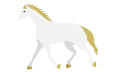 Yürüyen bir atın basit vektör çizimi, Vektör İllüstrasyonu