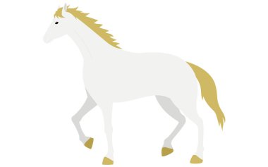 Yürüyen bir atın basit vektör çizimi, Vektör İllüstrasyonu