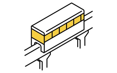 Sür simgesi, basit ve şirin izometrik çizgi çizimi tek raylı, vektör ilüstrasyonu simgesi