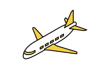 Araç simgeleri, basit ve şirin izometrik çizgiler, uçak simgeleri, Vektör İllüzyonu