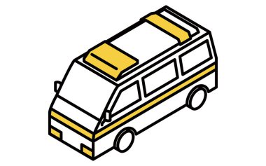 Otobüs durağı, otobüs durağı, şehir manzarasında park edilmiş otobüs ve taksi, Vector Illustration