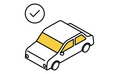 Tahtırevan aracının denetleme işaretli izole çizgi simgesi, Vektör İllüstrasyonu geçti