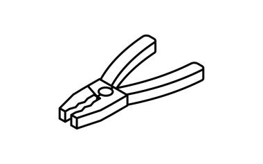 Simple and cute isometric line icon of pliers tool for car maintenance and repair illustration, black and white, Vector Illustration
