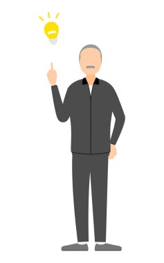 İlham verici bir pozisyonda, formalı üst düzey bir adamın canlandırması, Vector Illustration