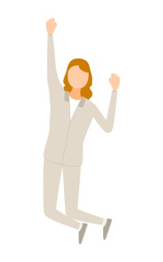 Formalı son sınıf bir kadının cesaretle zıplaması, Vector Illustration