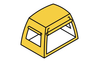 Bir kamp çadırının Isome çizgisi çizimi, basit bir açık hava ikonu, Vektör İllüzyonu