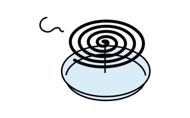 Sivrisinek sarmalının Isometric çizgisi çizimi, basit yaz yaşam tarzı ikonu, Vektör İllüstrasyonu