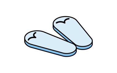 Plaj sandaletlerinin Isometric çizgisi çizimi, basit yaz ayakkabı ikonu, Vektör İllüzyonu