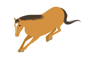 Oturup dinlenen kestane rengi bir at, Vektör İllüzyonu