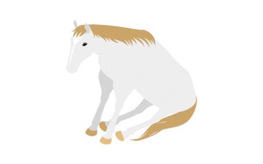 Beyaz bir at kıçının üstünde oturuyor, Vektör İllüzyonu