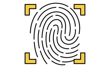 Parmak izi doğrulama, Suç Önleme ve Ev Güvenlik Simgeleri, Vektör İllüstrasyonu