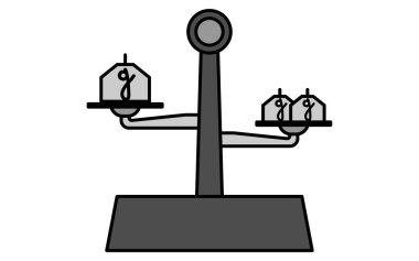 Ağırlıkları olan bir ölçeğin basit çizgi çizimi simgesi, Vektör Resimleri