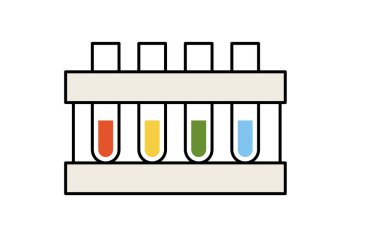 Test tüpü simgesinin basit çizgi çizimi simgesi, Vektör İllüstrasyonu