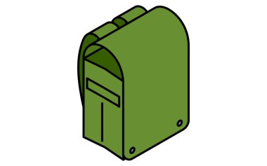 Bir okul çantasının basit çizgi çizimi simgesi, izometrik illüstrasyon, Vektör İllüstrasyonu