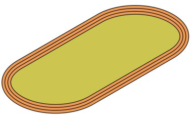 Bir parçanın basit bir çizgi çiziminin Isometric illüstrasyonu (400 metre), Vektör İllüstrasyonu