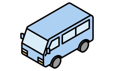 Basit çizgili beyaz ve sarı bir minibüs, ticari araç vektörü, vektör illüstrasyonu