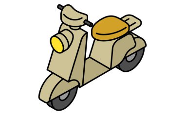 Araç simgesi, scooter basit ve şirin izometrik çizgi çizimi simgesi, Vektör İllüstrasyonu