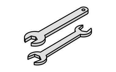 Otomotiv bakımı ve tamir aletleri illüstrasyonu için anahtar anahtarının basit ve şirin izometrik çizgi simgesi, Vektör İllüstrasyonu