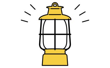 Bir kamp fenerinin basit çizimi, yaz illüstrasyonu, Vektör İllüstrasyonu