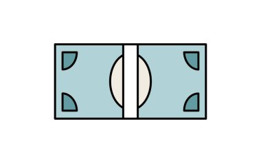 Kağıt para yığını basit çizgi çizimi simgesi, nakit tasarrufu ve zenginlik konsepti illüstrasyonu, Vektör İllüstrasyonu