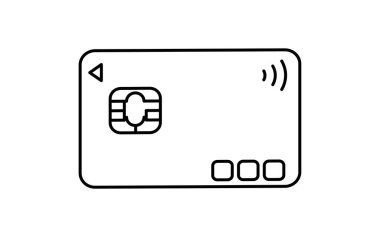 Kredi kartı çizimi simgesi, ödeme yöntemi ve finans illüstrasyonu, siyah ve beyaz, Vektör İllüstrasyonu