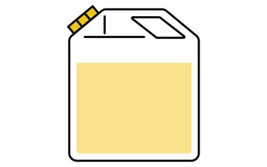 Plastik bir şişedeki motor yağının basit ve sevimli çizgi simgesi, araba bakım illüstrasyonu, Vektör İllüstrasyonu