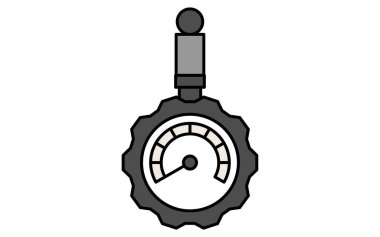 Araç lastiği bakımı illüstrasyonu için basit ve şirin çizgi simgesi, Vektör İllüstrasyonu