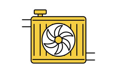 Araba soğutma sistemi bakım illüstrasyonu için basit ve şirin bir radyatör simgesi, Vektör İllüstrasyonu