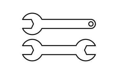 Otomotiv bakımı ve tamir araçları illüstrasyonu için anahtar anahtarının basit ve sevimli çizgi simgesi, Vektör İllüstrasyonu