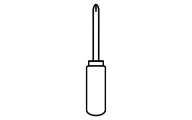 Araba bakımı ve mekanik araç illüstrasyonu için Phillips tornavidasının basit ve şirin satır simgesi, Vektör İllüstrasyonu
