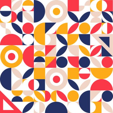 Basit şekil ve figürlü geometri minimalistik resim posteri. Web afişi, iş sunumu, marka paketi, kumaş baskısı için İskandinav tarzında soyut vektör deseni tasarımı