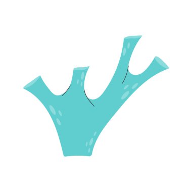 Çizgi film tarzında şirin deniz turkuazı mercanları. Akvaryum ve balık evi için dekoratif mercan. Su altı dünyasının çok renkli elementleri. Düz biçimli vektör stok illüstrasyonu.