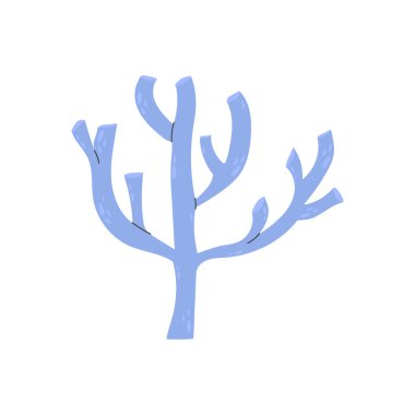 Çizgi film tarzında şirin deniz mavisi mercanlar. Akvaryum ve balık evi için dekoratif mercan. Su altı dünyasının çok renkli elementleri. Düz biçimli vektör stok illüstrasyonu.