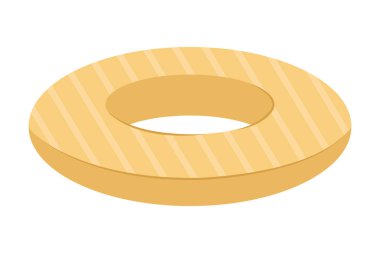 Sarı renkli yaz havuzu için lastik yüzük. Beyaz arka planda yüzme halkaları. Su ve plaj için şişme lastik oyuncak. Yüzmek için renkli bir can simidi. Vektör stok illüstrasyonu.