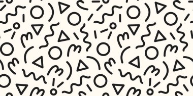 Eğlenceli renkli çizgiler, dikişsiz çizgiler. Çocuklar için yaratıcı minimalist tarz sanat geçmişi ya da temel şekilli moda tasarımı. Basit parti konfeti dokusu, çocuksu karalama şekli arkaplan.