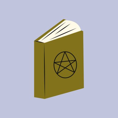 Cadı Büyüsü Kitabı, Cadılık Özniteliği, Mutlu Cadılar Bayramı Nesne Çizgi Filmi Stili. Menekşe Arkaplanda Vektör Hisse İllüstrasyonu. Vektör el çizimi beyaz arkaplanda izole edilmiş hisse senedi çizimi.