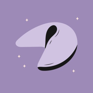 Şans kurabiyesi kartı. Kapalı Çin ekmeği. Geleneksel çin çiçeksiz bilgelik kurabiyeleri. Gevrek bir tatlıda sürpriz olan eğlenceli bir piyango. Vektör illüstrasyonu 70 'ler