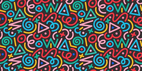 Eğlenceli renkli çizgiler, dikişsiz çizgiler. Çocuklar için yaratıcı minimalist tarz sanat geçmişi ya da temel şekilli moda tasarımı. Basit parti konfeti dokusu, çocuksu karalama şekli arkaplan.