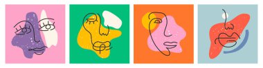 Sanat tarzında geçmişe dönük posterler. Büyük Yüzler Grubu, soyut şekiller. Mürekkep boyama stili. Çağdaş El hisse senedi çizimleri yaptı. Sürekli çizgi, minimalist zarif konsept.. 