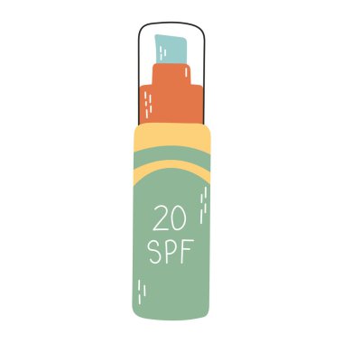 Güneş kremi. Farklı türde güneş koruma kozmetik ürünleri. Püskürt, losyon, tüpler, batır. Vektör izole nesneler kümesi. Güneş kremi nemlendirici, güneş kremi, cilt koruması ve ultraviyole ışınlar konsepti engelliyor.