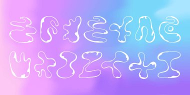 Yuvarlak şekilli beyaz vahşi modern elementlerin toplanması. Soyut minimum geometrik sıvı şekilli elementler kümesi. Acımasız tasarım. Vektör stok illüstrasyonu