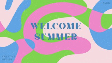 Poster, kart, kapak, etiket, kapak efektli modern minimalist tarzda afiş için hazırlanmış parlak yaz çizimleri. Modern ve basit yaz tasarım şablonları. Vektör hisse senedi grafiği