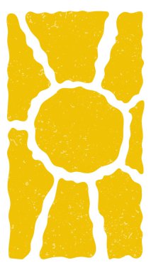 Boho sarı retro harika güneş arka planı. 70 'lerin modasına uygun dalga deseni tasarla. Grafiksel eğlenceli hippi vektörü. Şablon yaz duvar kağıdı. Muhteşem güneş psikedelik vintage arka plan.