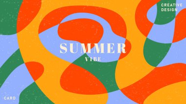 Poster, kart, kapak, etiket, kapak efektli modern minimalist tarzda afiş için hazırlanmış parlak yaz çizimleri. Modern ve basit yaz tasarım şablonları. Vektör hisse senedi grafiği