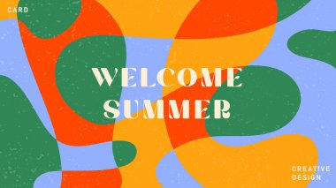 Poster, kart, kapak, etiket, kapak efektli modern minimalist tarzda afiş için hazırlanmış parlak yaz çizimleri. Modern ve basit yaz tasarım şablonları. Vektör hisse senedi grafiği