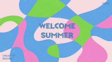 Poster, kart, kapak, etiket, kapak efektli modern minimalist tarzda afiş için hazırlanmış parlak yaz çizimleri. Modern ve basit yaz tasarım şablonları. Vektör hisse senedi grafiği