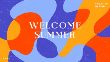 Yazın parlak kapak konsepti, şirket kimliği, markalaşma, sosyal medya reklamları, tanıtım için minimal tarzda afiş. Modern tasarım şablonu modayı geometrik biçiminde