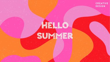 Poster, kart, kapak, etiket, kapak efektli modern minimalist tarzda afiş için hazırlanmış parlak yaz çizimleri. Modern ve basit yaz tasarım şablonları. Vektör hisse senedi grafiği